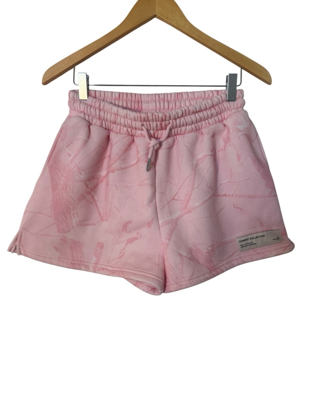 NWOT Comfrt Petal Pink Camo Heavyweight Fleece Loungewear Sweat Shorts